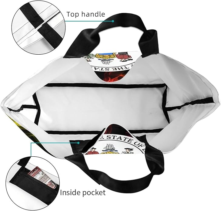 Seal of Delaware Large Reusable Eco-friendly Shopping Bags Portable Storage Handbag