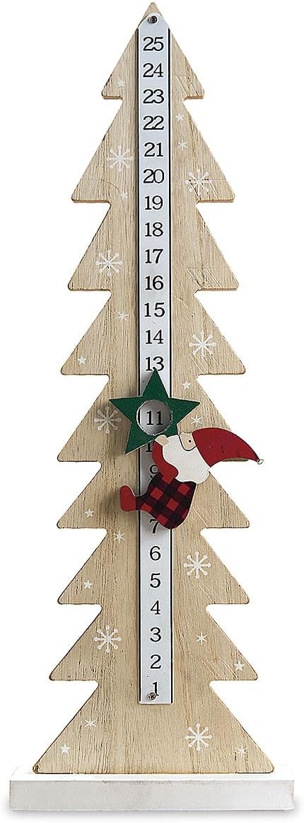 Lillian Vernon Christmas Gnome Advent Calendar Table & Shelf Sitter Sign, Seasonal Tabletop Decorations & Rustic Indoor Home Decor, 16 ¼” Tall, MDF & Metal