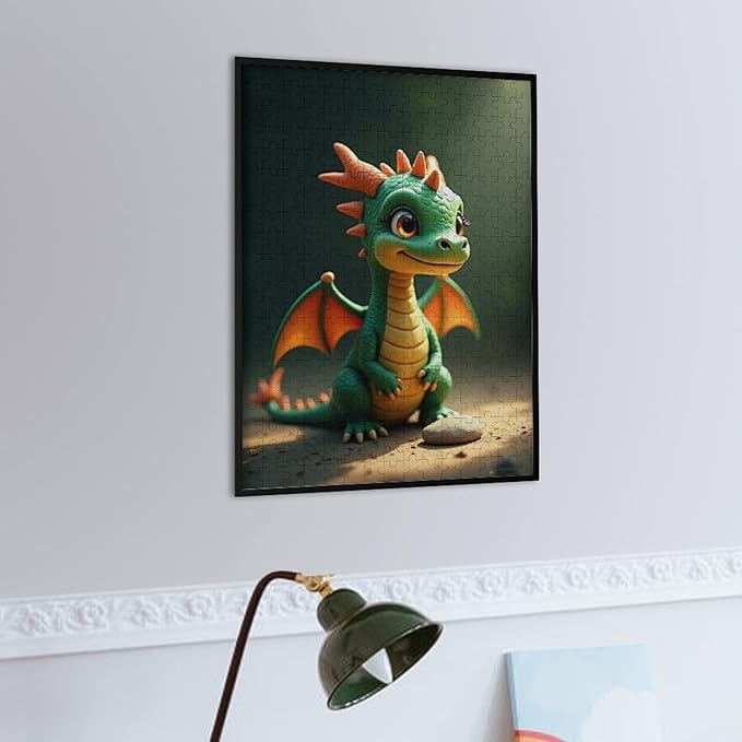Wooden Puzzle - Green Dragon Jigsaw Puzzles，Wooden Puzzles for Adults 300 Pieces Challenge Puzzles，Educational Games，Family Puzzles，Unique Gifts for Wall Art