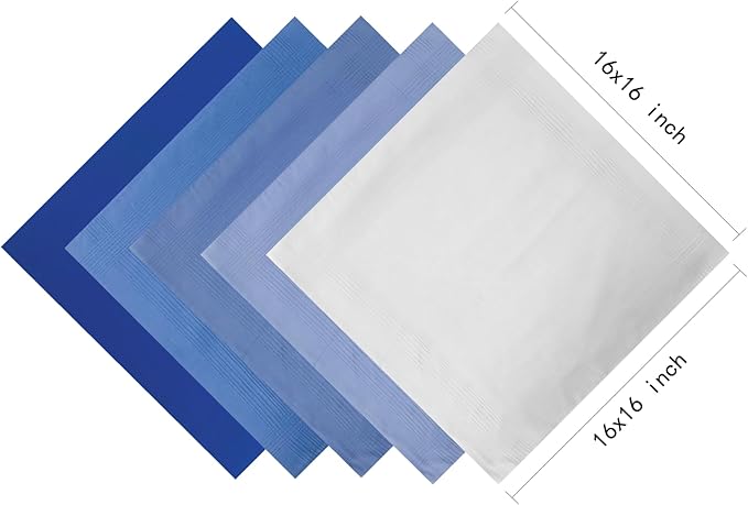 5 Pack Handkerchief Mens Cotton Luxury Hot Silver Gift Box Set, Vintage 40x40cm Fancy Design Pocket Square Hankie Gift Pack