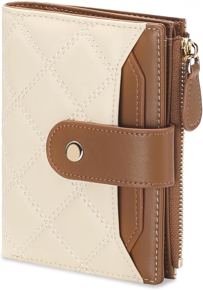 SENDEFN Small Wallet for Woman Leather RFID Blocking Bifold Zipper Pocket Credit Card Holder