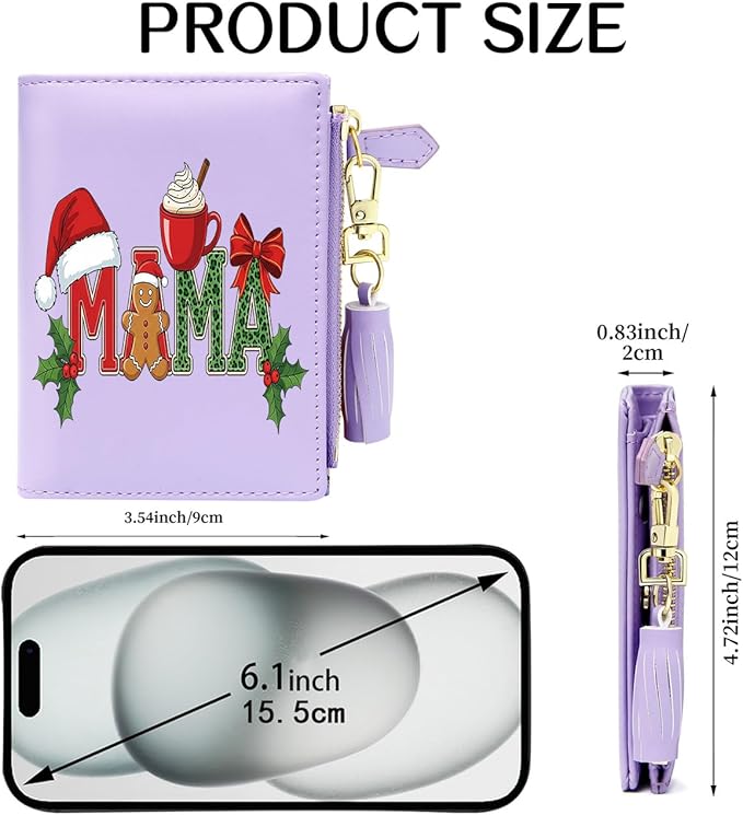 GEEAD Custom Design Small Wallets for Women Bifold Slim Coin Purse Zipper ID Card Holder for Christmas