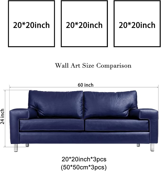 Wieco Art 3 Piece Canvas Prints Wall Art for Living Room Kitchen Wall Decor Large Modern Stretched and Framed Grace Impressionist B & W Leaves Pictures Paintings ornament Ready to Hang L