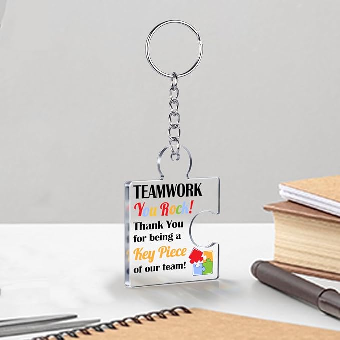 Team Appreciation Gifts for Employee Coworker Staff Bulk, Teamwork Thank You Gift Set Puzzle Piece Acrylic Keychains