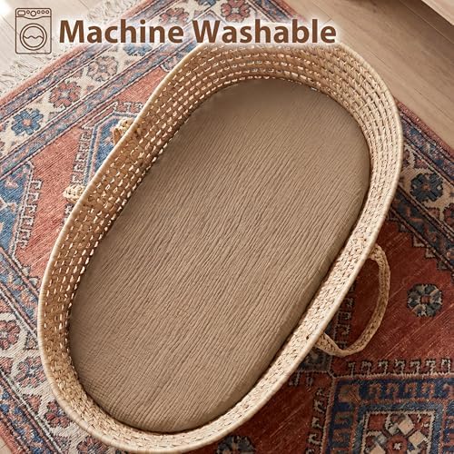 2 Pack Muslin Bassinet Sheets, 100% Cotton, Breathable & Soft (Brown＆Beige) - Image 7