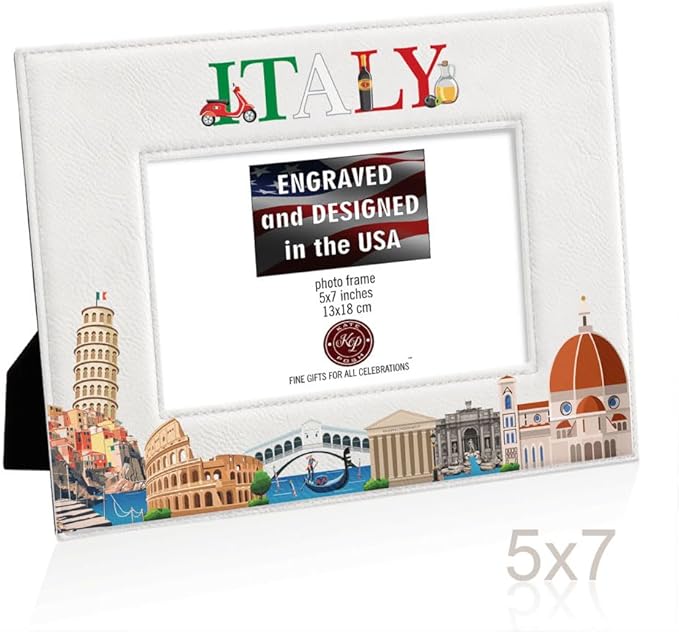 KATE POSH Italy Picture Frame, Family Vacation in Italy, Wedding Gift, Honeymoon Gift (5x7-Horizontal)