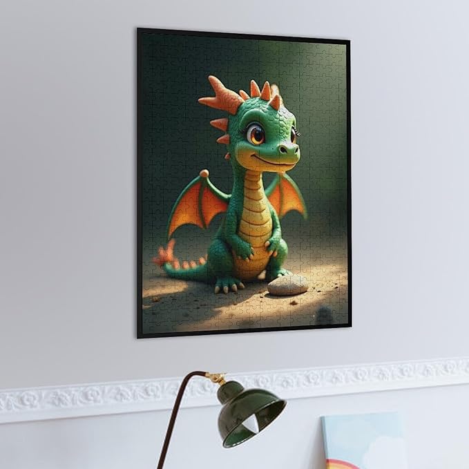 Wooden Puzzle - Green Dragon Jigsaw Puzzles，Wooden Puzzles for Adults 500 Pieces Challenge Puzzles，Educational Games，Family Puzzles，Unique Gifts for Wall Art