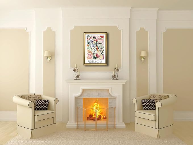 Wieco Art Large Framed Wall Art Woman Beside the Water 1905 by Henri Mattise Abstract Colorful Art Matisse Posters Canvas Prints for Wall and Home Office Decorations Bronze Gold Frame