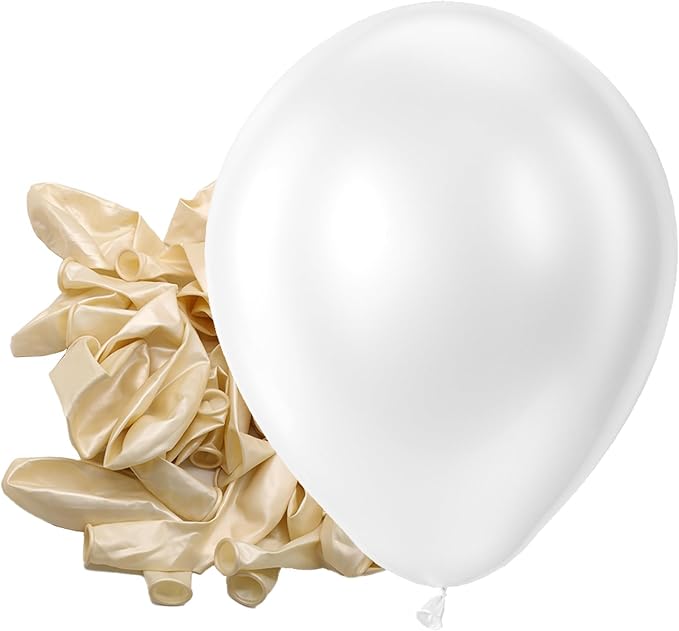 Bezente Pearl White Latex Party Balloons - 150 Pack 5 Inch Matte Small Ivory Helium Pearlescent White Balloons for Anniversary Wedding Baby Shower Birthday Party Decorations