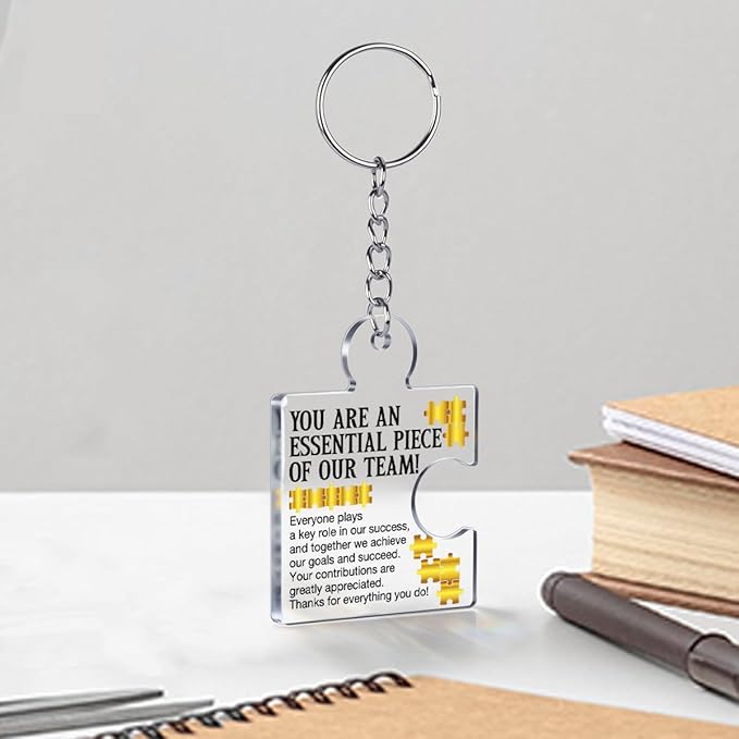 Team Appreciation Gifts for Employee Coworker Staff Bulk, Teamwork Thank You Gift Set Puzzle Piece Acrylic Keychains