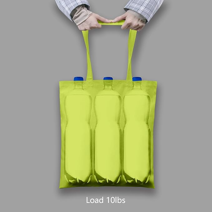 TOPDesign 6-Pack Economical 16"x15" Apple Green Cotton Tote Bag, Lightweight Medium Reusable Grocery Shopping Cloth Bags, Suitable for DIY, Advertising, Promotion, Gift, Activity