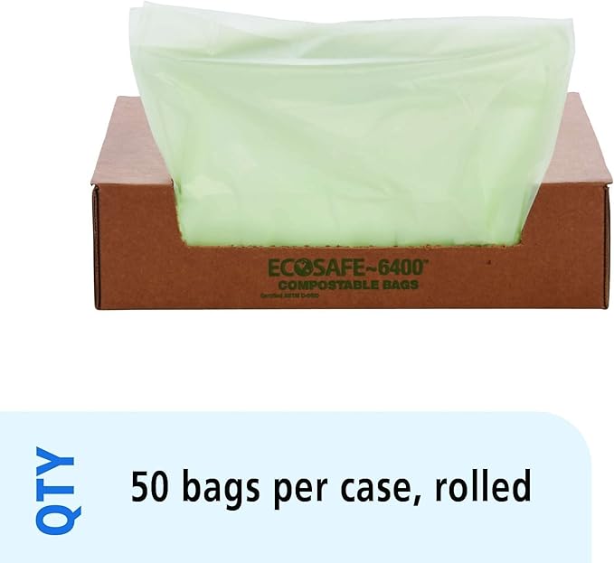 Stout by Envision Ecosafe-6400 Bags, 32 Gal, 0.85 Mil, 33" X 48", Green, 50/box