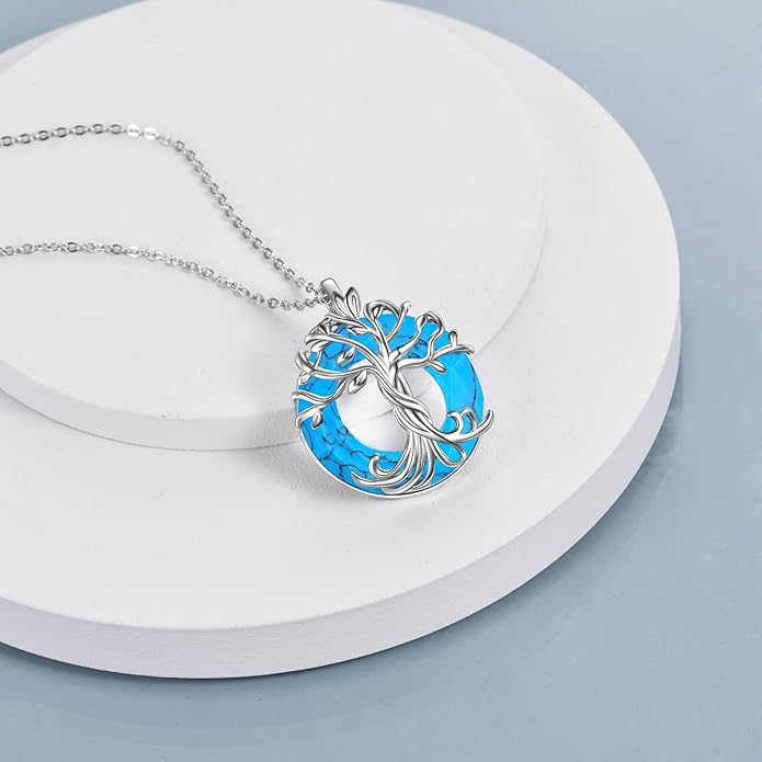 TOUPOP Tree of Life Necklace 925 Sterling Silver Family Tree Pendant Austrian Crystal Jewelry Valentines Day Birthday Gifts for Women Mom Wife Her