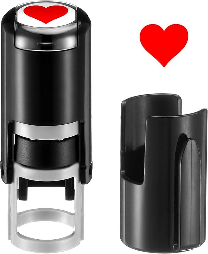 Supervitae 2 Pack Valentine's Day Heart Print Stamps Ink Stamper Mini Self Inking Stamps for Classroom Party Educational Learning Activities Craft Supplies