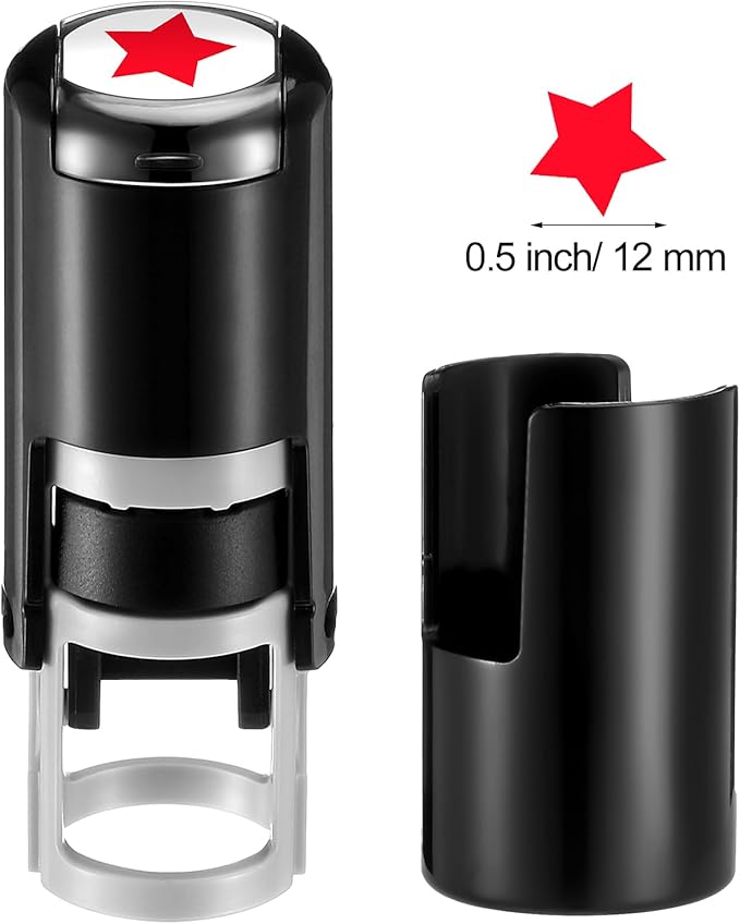 Supervitae 2 Pack Solid Star Print Stamps Red Ink Star Stamper Mini Self Inking Stamps for Classroom Party Educational Learning Activities Craft Supplies