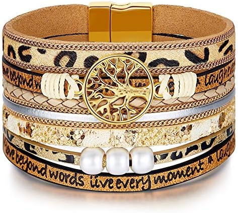 Desimtion Leather Wrap Bracelets for Women, Hidden Inspirational Message by DESIMTION