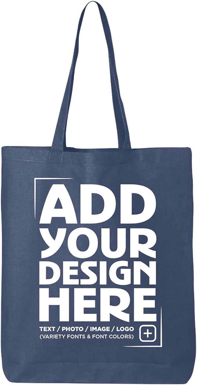 shop4ever Personalized Custom Design Your Own Eco Cotton Tote Reusable Shopping Bag Customizable Gift