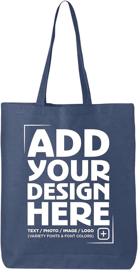 shop4ever Personalized Custom Design Your Own Eco Cotton Tote Reusable Shopping Bag Customizable Gift