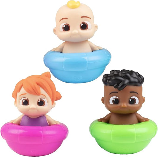 CoComelon Floating Water Toy Set 3-Pack - JJ, Cody, YoYo Figures - Officially Licensed - for Bath Tub, Pool, Swimming - Holiday Christmas Stocking Stuffer Gift for Toddlers, Preschoolers & Kids 18mo+