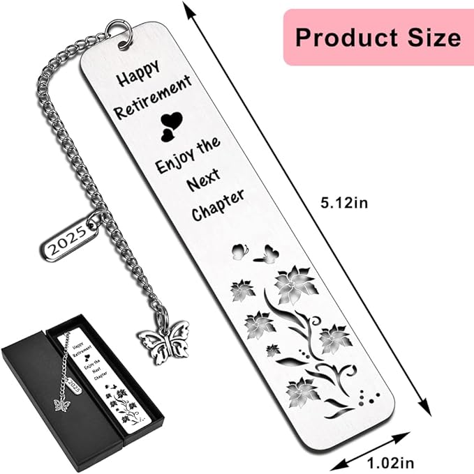 Quimoy Happy Retirement Bookmark 2025, Best Gifts for Retirement, Retirement Gift for Woman Coworker Employee Boss Leader Friends Retired Teacher Nurse, Funny Retirement Gifts for Book Lovers