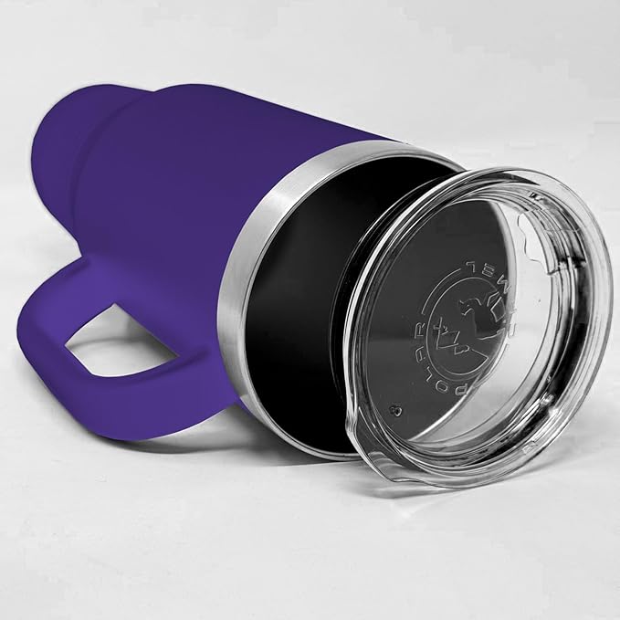 LaserGram 40oz Vacuum Insulated Travel Mug with Handle, Black Widow Spider, Personalized Engraving Included (Dark Purple)