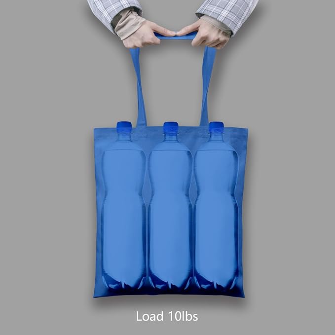 TOPDesign 6-Pack Economical 16"x15" Ocean Blue Cotton Tote Bags, Lightweight Medium Reusable Grocery Shopping Cloth Bags, Suitable for DIY, Advertising, Promotion, Gift, Activity