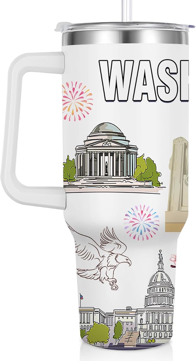City Tumbler 40oz,Stainless Steel Water Bottle for Hot & Cold Beverages-City Gift Idea (Washington dc)