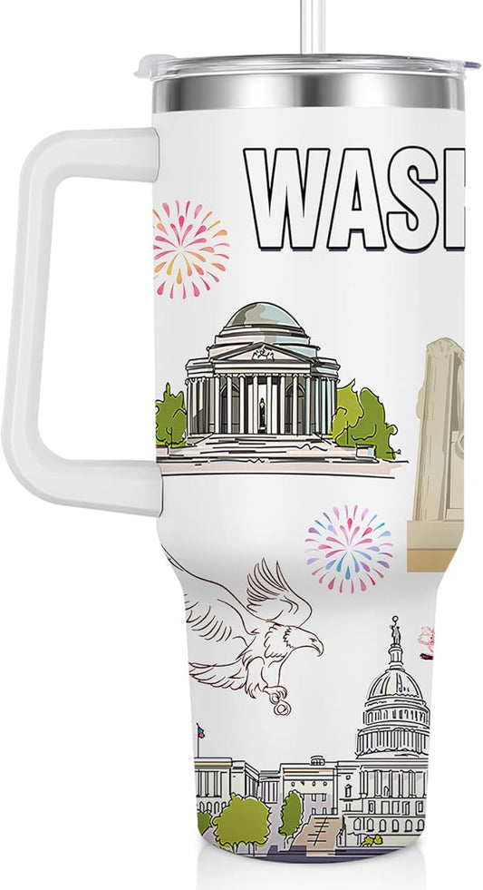 City Tumbler 40oz,Stainless Steel Water Bottle for Hot & Cold Beverages-City Gift Idea (Washington dc)