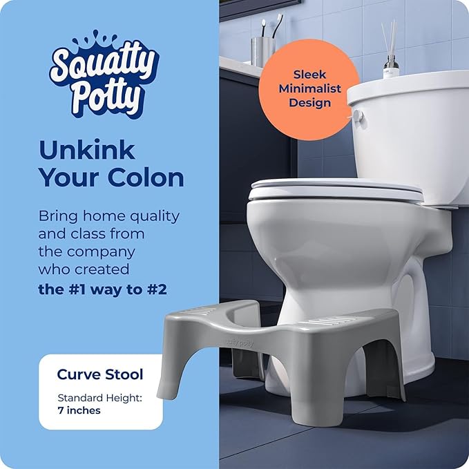 Squatty Potty The Original Bathroom Toilet Stool, Curve Lightweight with Sleek and Modern Design, Gray, 7"