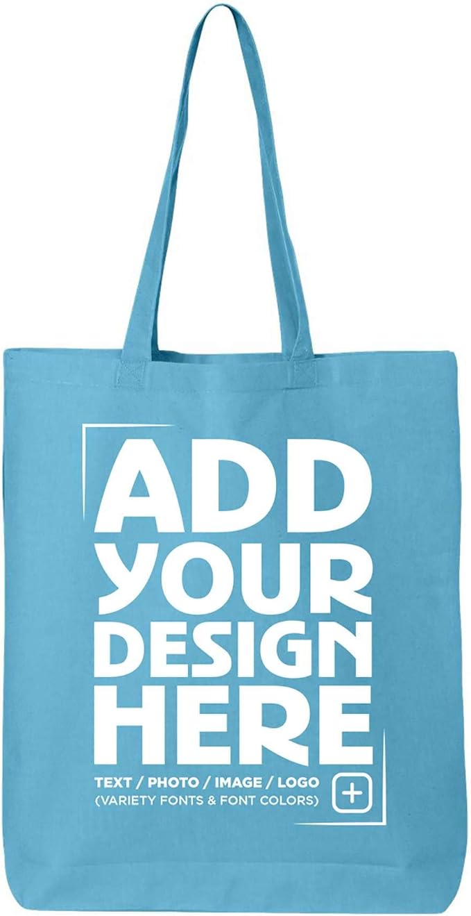 shop4ever Personalized Custom Design Your Own Eco Cotton Tote Reusable Shopping Bag Customizable Gift
