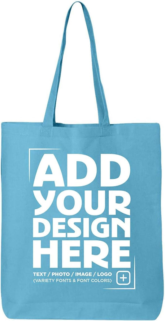 shop4ever Personalized Custom Design Your Own Eco Cotton Tote Reusable Shopping Bag Customizable Gift