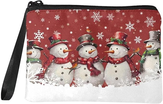 Dolyues Christmas Snowman Coin Purse Pouch Change Purse with Handle Cute Small Wallet for Women Men Makeup Bag Storage Bag Gift for Friends