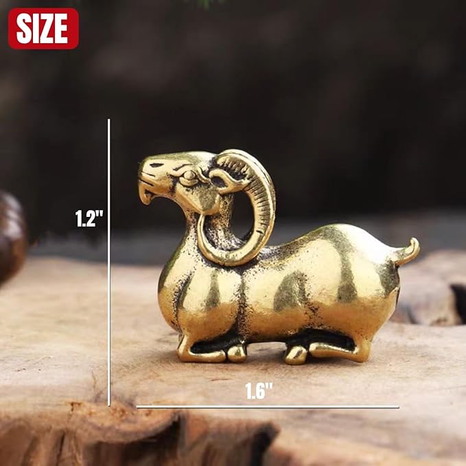 Brass Animals Figurine Decorative,Solid Copper Decorations,Small Brass Metal Statue,Tea Pet Home Decorations, Office Tea Table Statue(2pcs-Goat)