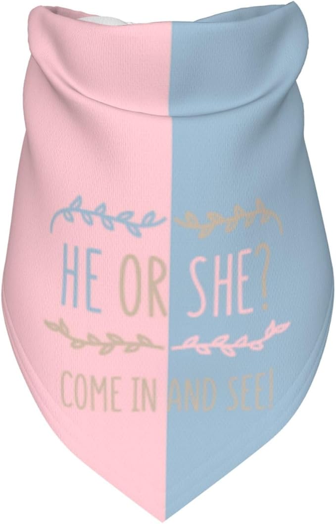 He Or She What Will It Be? Gender Reveal/Baby Announcement Dog Bandana,Pet Neckerchief for Pets Daily Wear Photo Prop Party Supplies (Light Color)