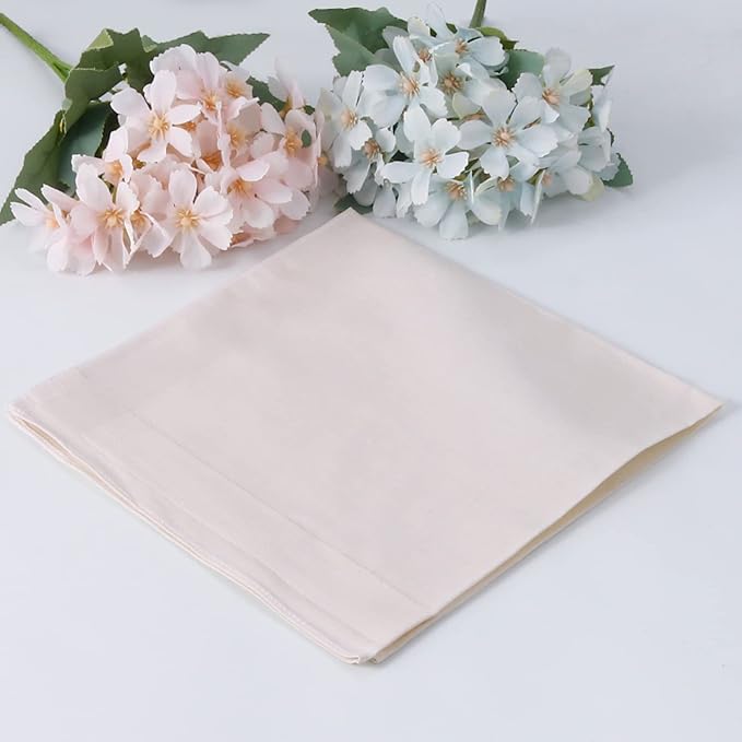 HOULIFE Men's Cotton Handkerchiefs, Solid Color 60S Soft Cotton Hankies for Men Women 6/12PCS 15.7"×15.7"