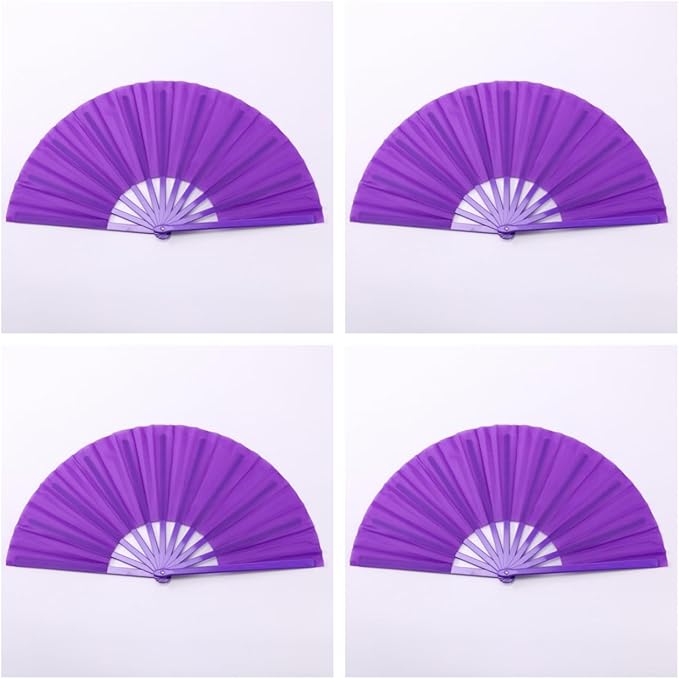 Plastic 13inch Large Rave Fan Popping Fan Clacking Fans for Line Dancing,Hand Fans for Women Foldable,Outdoor,Wedding,Party (Purple-4)