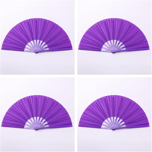 Plastic 13inch Large Rave Fan Popping Fan Clacking Fans for Line Dancing,Hand Fans for Women Foldable,Outdoor,Wedding,Party (Purple-4)