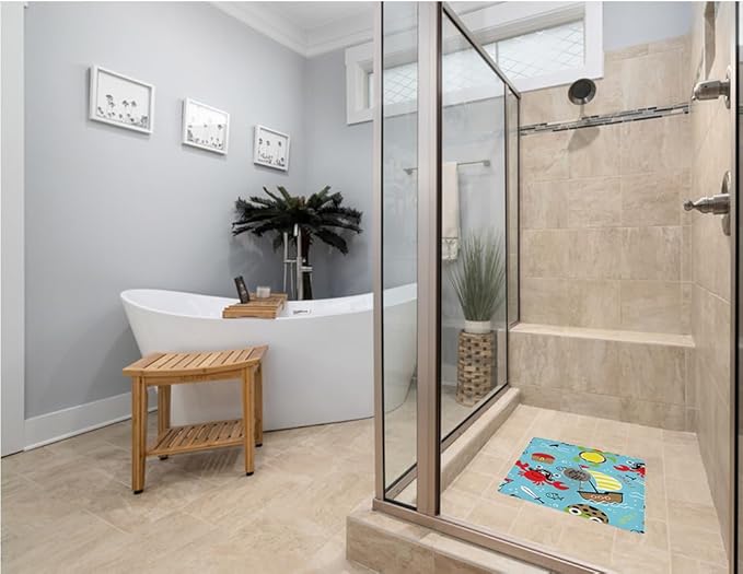 Kahuna Grip™ Non-Slip Peel and Stick Bath & Shower Mat - Pirates Ahoy (26x32 w/6" Center Drain Hole)