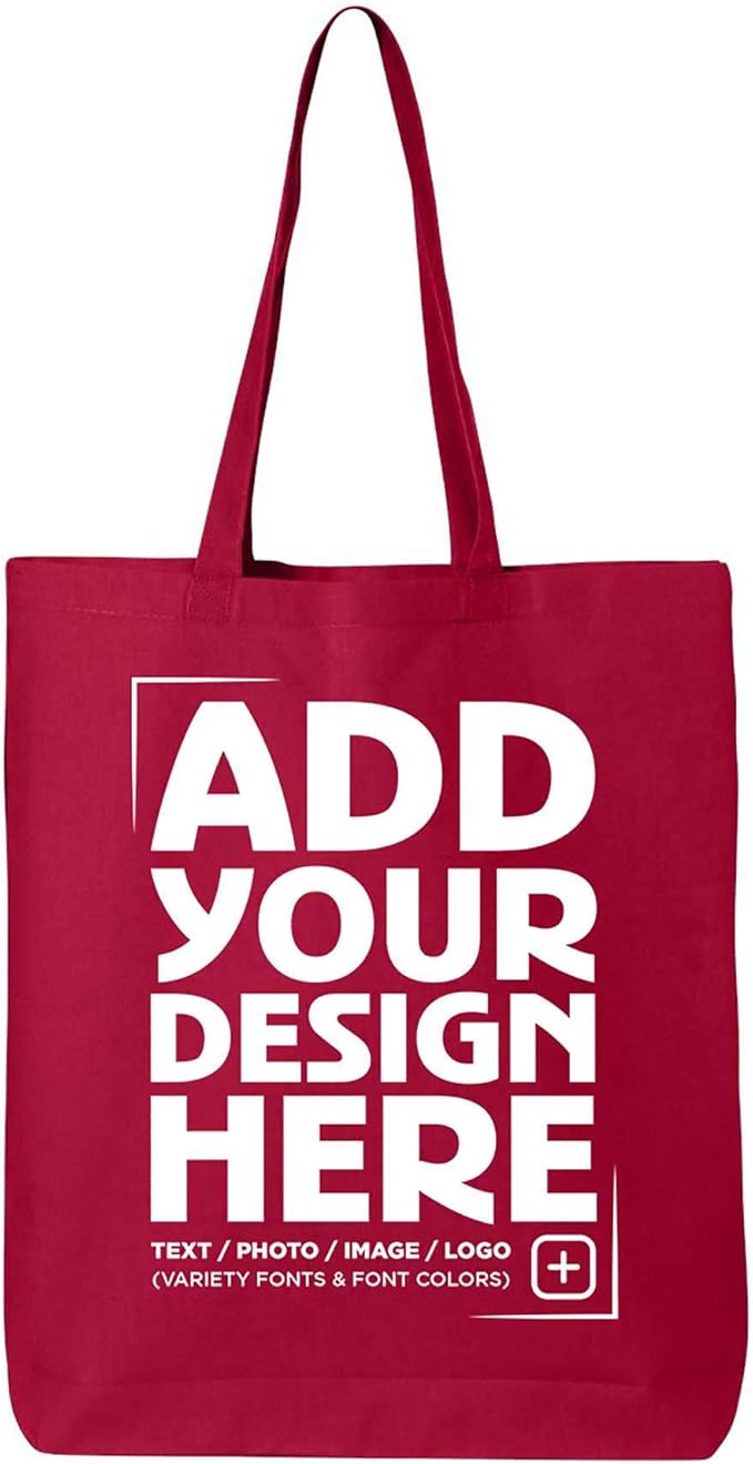 shop4ever Personalized Custom Design Your Own Eco Cotton Tote Reusable Shopping Bag Customizable Gift