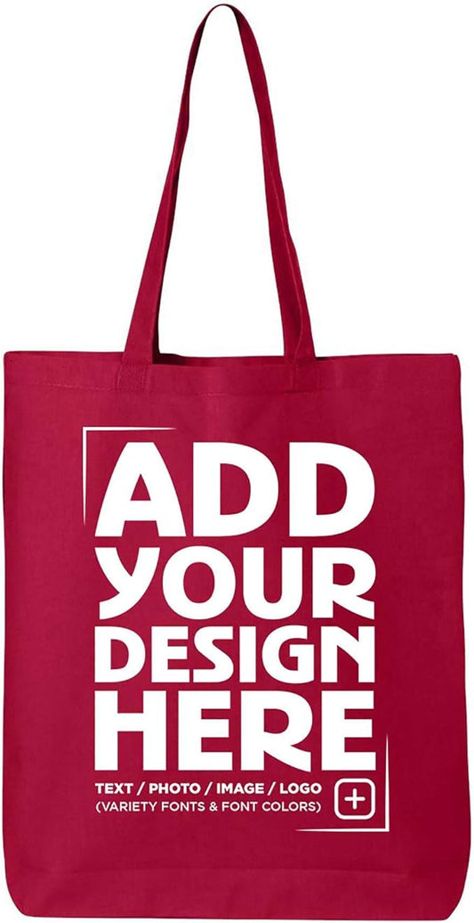 shop4ever Personalized Custom Design Your Own Eco Cotton Tote Reusable Shopping Bag Customizable Gift