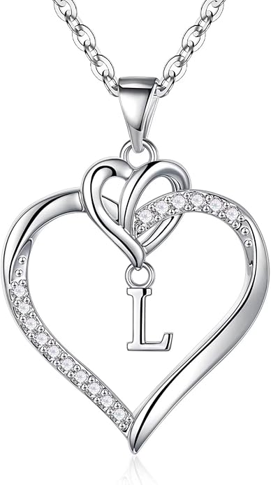 STORUP Valentines Gifts for Women Teen Girls - Heart Initial Necklaces for Women Girls, 14K-Gold-Plated CZ Initial A-Z Heart Necklaces for Teen Girl Jewelry Valentines Gifts for Her Mom Wife Sister