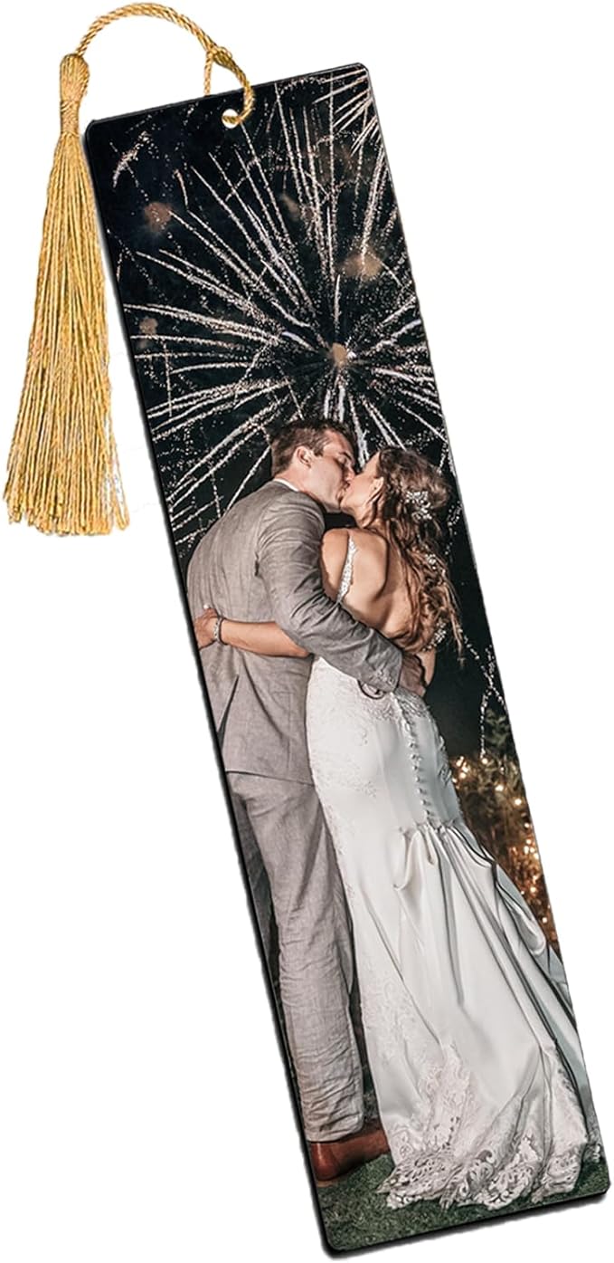 Custom Bookmark - Personalized Metal Bookmarks with Tassel, Customized Photo Color Picture Book Mark Gift for Women Men Readers Kids Book Lover Teacher Classmate Christmas Valentine's Day