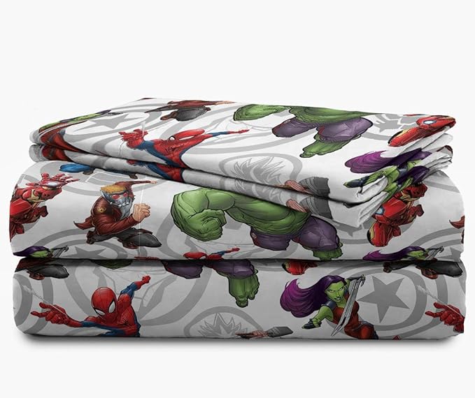 Jay Franco Marvel Avengers Team 5 Piece Full Bed Set - Includes Comforter & Sheet Set - Super Soft Fade Resistant Polyester - (Official Marvel Product)