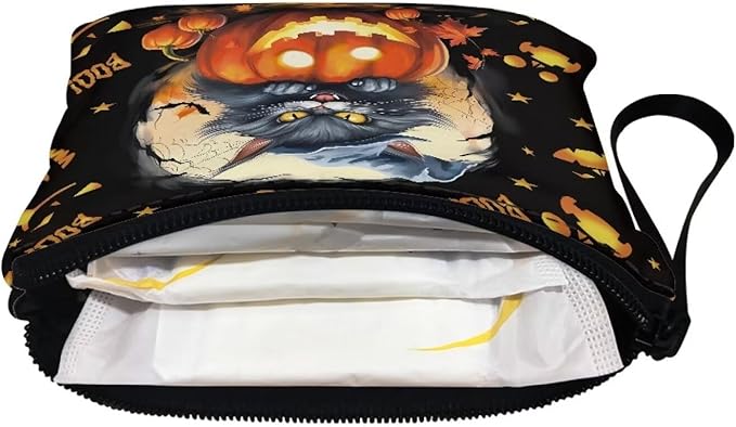 Dolyues Halloween Coin Purse Black Cat Small Change Purse Card Holder Black Wallet for Women Men Portable Zipper Coin Purse Mini Change Wallet