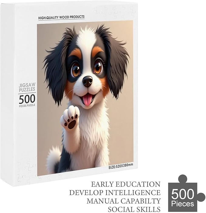 Jigsaw Puzzles for Adults 500 Piece - Cavalier King Charles Spaniel Wooden Puzzles, Educational Games，Challenge Puzzles Puzzle Games, Stress Relief Games