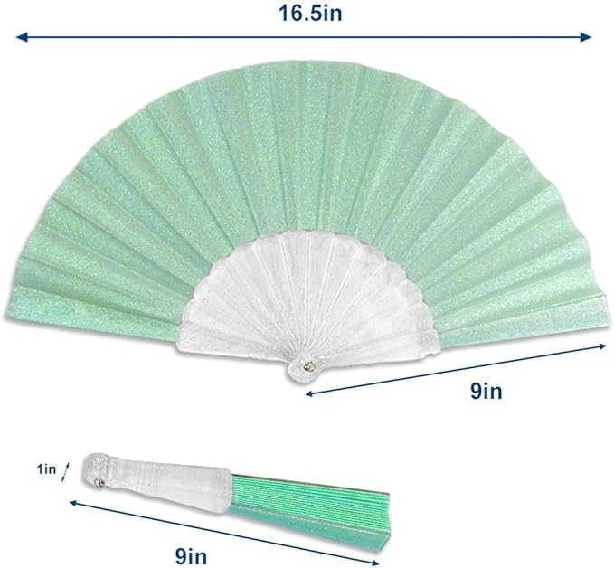 Flags Importer Glitter Fairy Blue Small Hand Fan (Clear Handle)