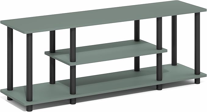 Furinno Turn-N-Tube TV Stand, 3-Tier Entertainment Center with Open Shelves, TV Console for TV up to 50 Inch, for Living Room, Bedroom, Sage Green