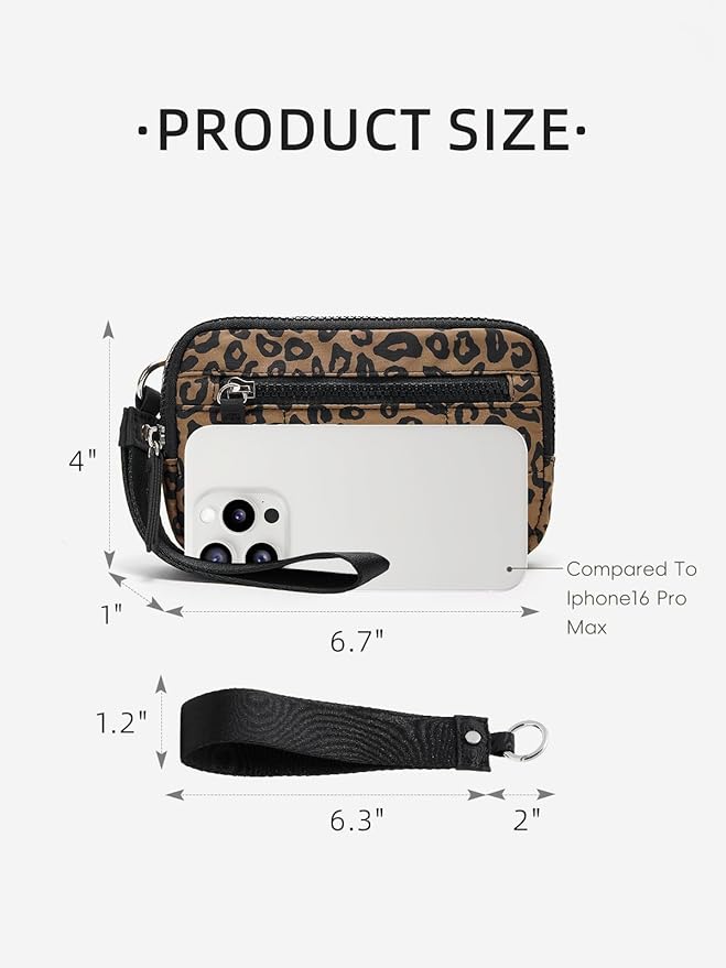 WESTBRONCO Wristlet Wallets for Women Nylon Quilted RFID Wallet with 3 Zipper Purse for Travel