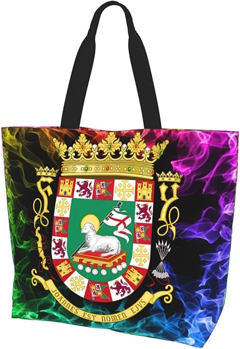Porto Rico National Emblem Large Reusable Eco-friendly Shopping Bags Portable Storage Handbag