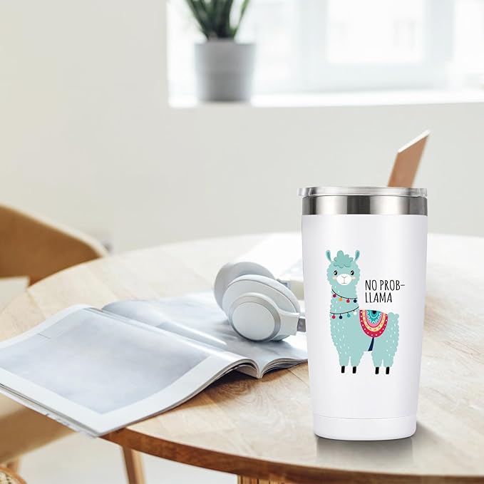 MASGALACC Llama Gifts for Women 20oz Coffee Tumbler Drink Cup - Very Funny Tumbler with lid and Straw - White Elephant Gifts Lama Cup Christmas Gift for Mom Sister Friend
